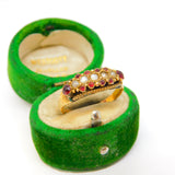 Victorian 15ct Yellow Gold, Garnet & Pearl Set Boat Ring Antique 1876 Chester