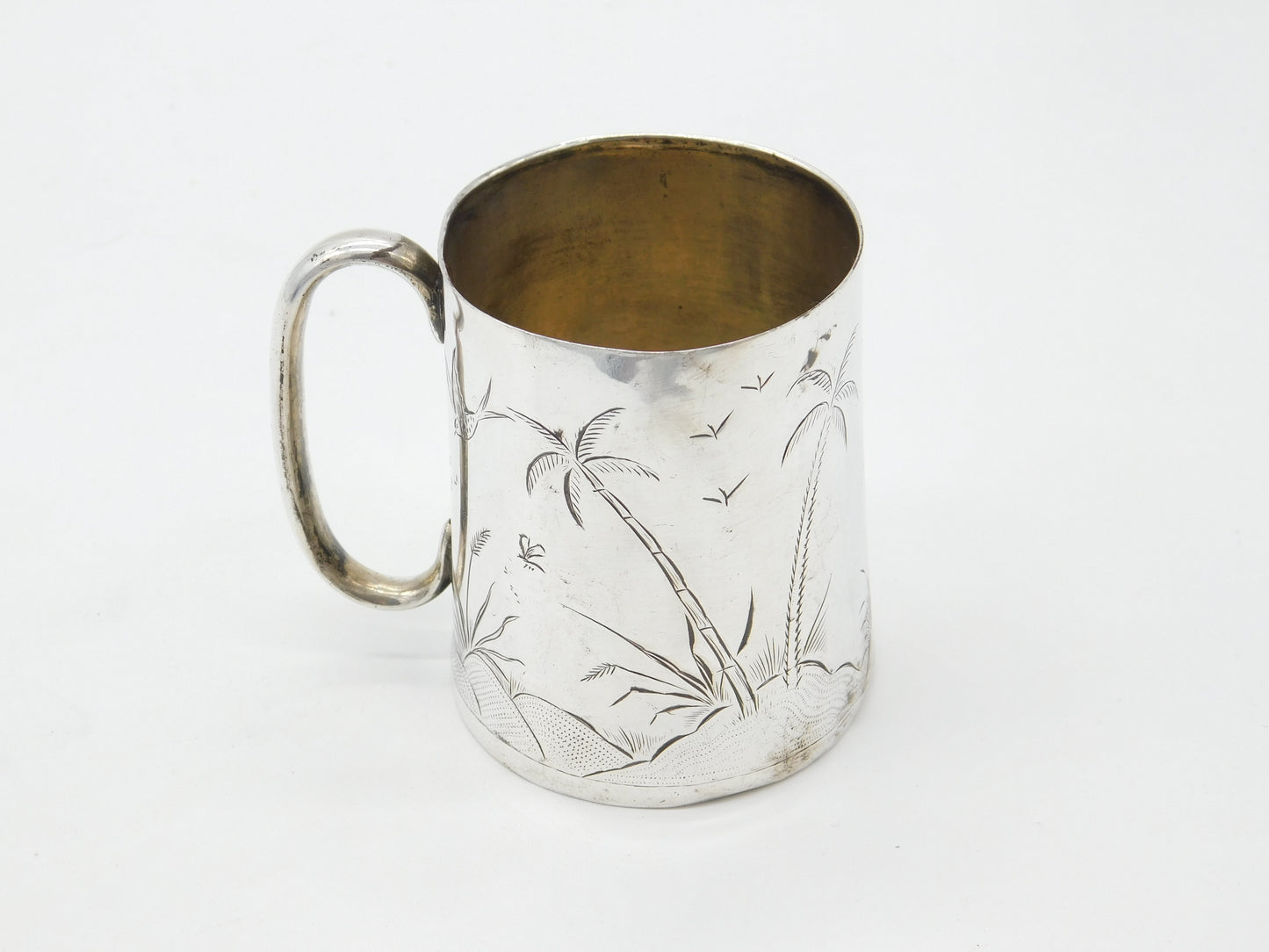 Victorian Sterling Silver Aesthetic Movement Christening Mug Antique c1860