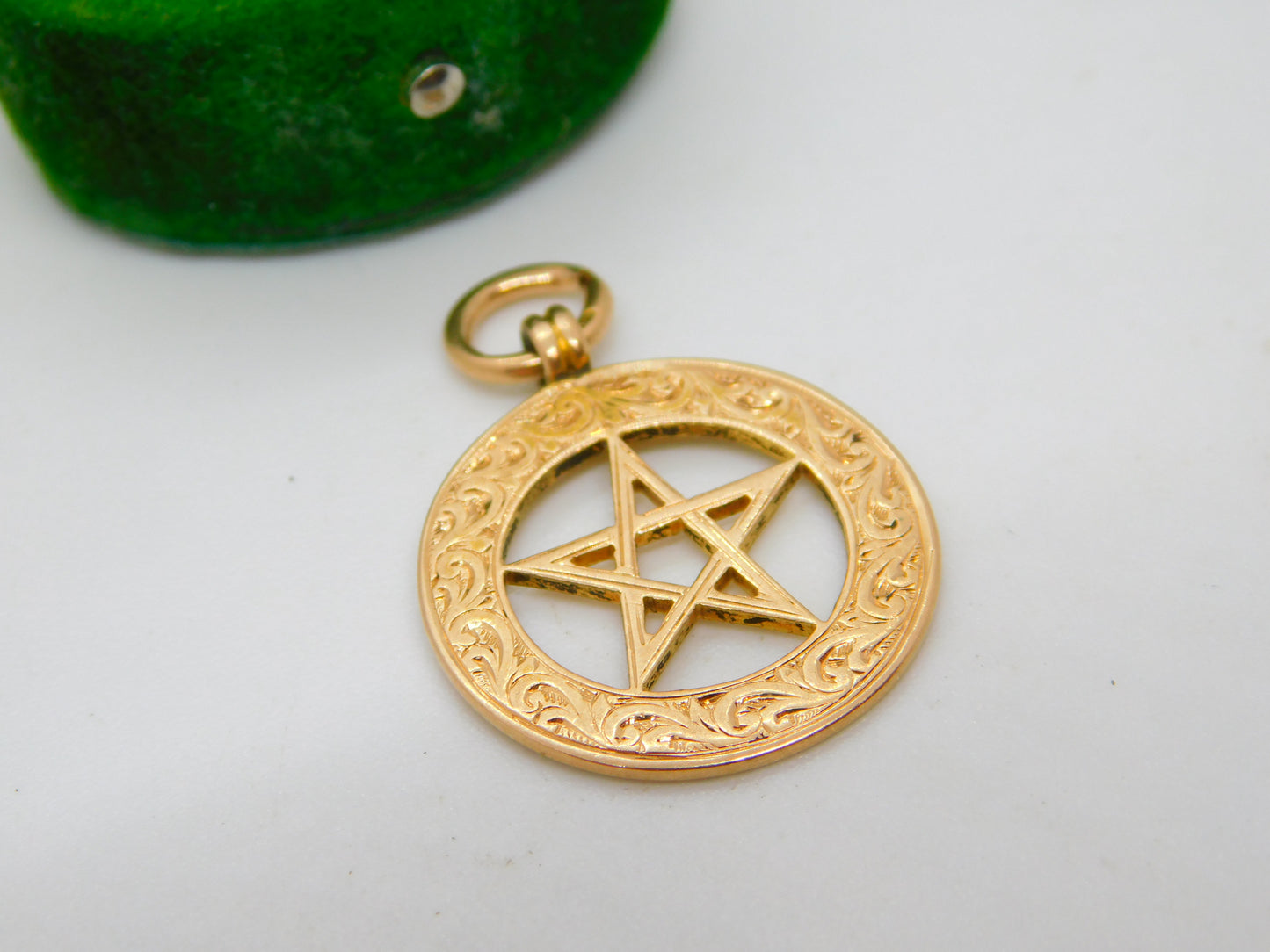 Edwardian 15ct Gold Star of David Fob Pendant Antique 1903 Birmingham