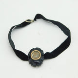 Victorian 9ct Gold, Whitby Jet, Hair Set Mourning Collar Pendant Antique c1850