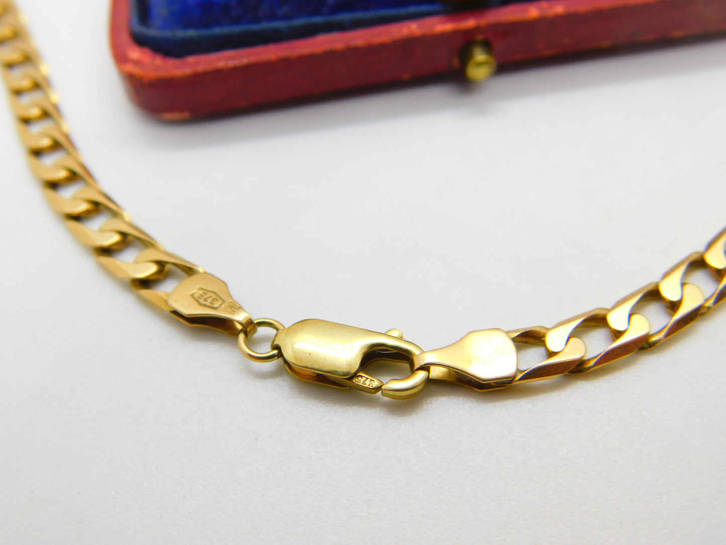 9ct Yellow Gold Diamond Cut Curb Link Chain Necklace 18" Length Vintage c1980