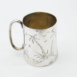 Victorian Sterling Silver Aesthetic Movement Christening Mug Antique c1860