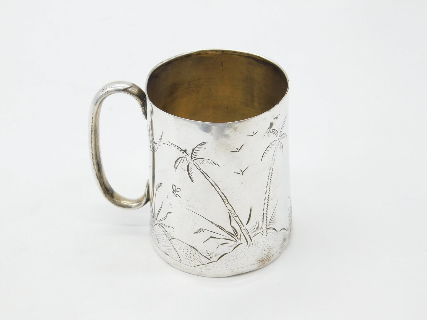 Victorian Sterling Silver Aesthetic Movement Christening Mug Antique c1860