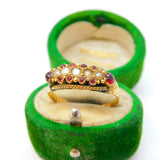 Victorian 15ct Yellow Gold, Garnet & Pearl Set Boat Ring Antique 1876 Chester