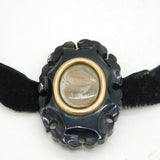 Victorian 9ct Gold, Whitby Jet, Hair Set Mourning Collar Pendant Antique c1850