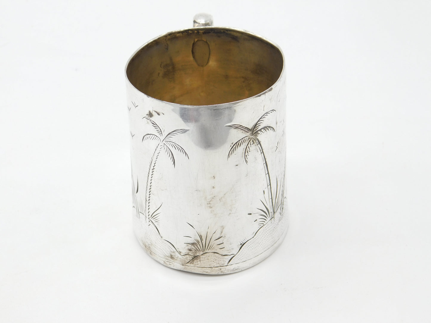 Victorian Sterling Silver Aesthetic Movement Christening Mug Antique c1860