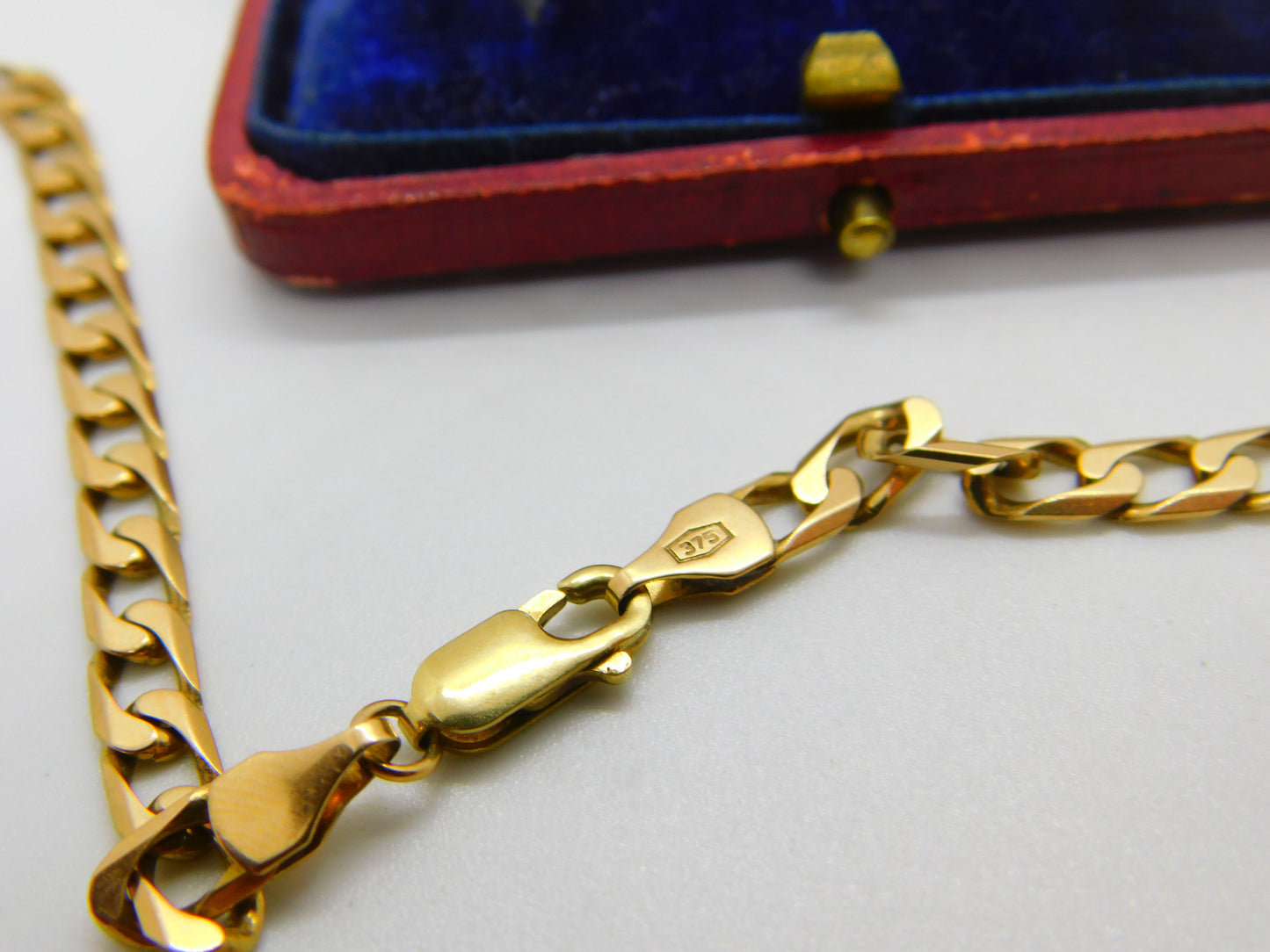 9ct Yellow Gold Diamond Cut Curb Link Chain Necklace 18" Length Vintage c1980