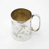 Victorian Sterling Silver Aesthetic Movement Christening Mug Antique c1860