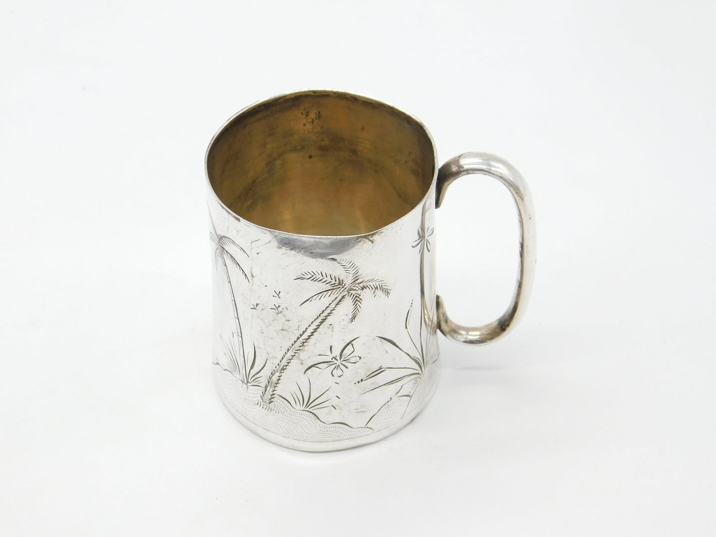 Victorian Sterling Silver Aesthetic Movement Christening Mug Antique c1860