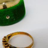 Victorian 15ct Yellow Gold, Garnet & Pearl Set Boat Ring Antique 1876 Chester