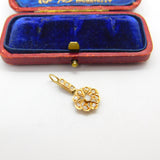 Early Victorian 18ct Gold & Old-Mine Cut Diamond Floral Drop Pendant Antique
