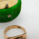 Victorian 9ct Gold, Sapphire & Old-Cut Diamond Boat Ring Antique c1890