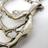 Austro-Hungarian Style Sterling Silver, Raw Turquoise Abstract Pendant Necklace