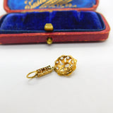 Early Victorian 18ct Gold & Old-Mine Cut Diamond Floral Drop Pendant Antique
