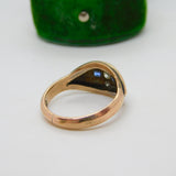 Victorian 9ct Gold, Sapphire & Old-Cut Diamond Boat Ring Antique c1890