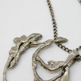 Austro-Hungarian Style Sterling Silver, Raw Turquoise Abstract Pendant Necklace