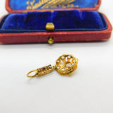 Early Victorian 18ct Gold & Old-Mine Cut Diamond Floral Drop Pendant Antique