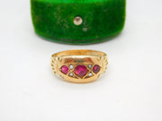 Victorian 9ct Gold, Ruby & Seed Pearl Boat Ring Antique c1890 Chester