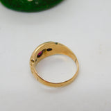 Victorian 9ct Gold, Ruby & Seed Pearl Boat Ring Antique c1890 Chester