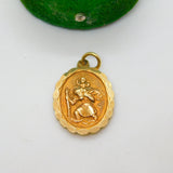 Georg Jensen 9ct Yellow Gold St. Christopher Travel Charm Pendant Vintage 1966