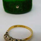 Victorian 18ct Yellow Gold Platinum Set Diamond Three-Stone Ring Antique c1890