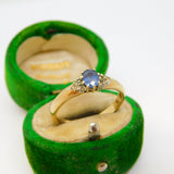 9ct Yellow Gold, Sapphire & Diamond Dress Ring Vintage 1993 London