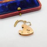 Edwardian 9ct Rose Gold Heart Lock Charm Bracelet Clasp with Initial c1910