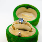 9ct Yellow Gold, Sapphire & Diamond Dress Ring Vintage 1993 London