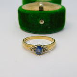 9ct Yellow Gold, Sapphire & Diamond Dress Ring Vintage 1993 London