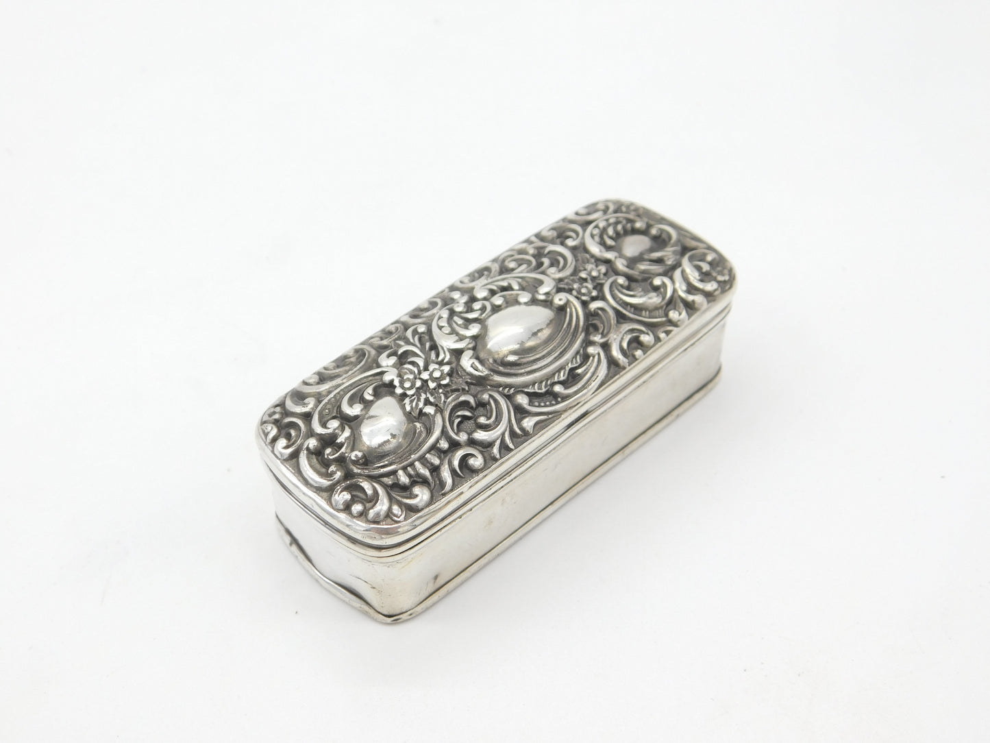 Edwardian Sterling Silver Ring Jewellery Display Box Antique 1907 Birmingham