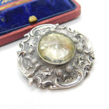 Victorian Scottish Sterling Silver Thistle Form Citrine Set Kilt Brooch Antique c1860