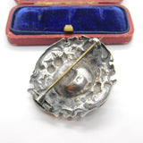 Victorian Scottish Sterling Silver Thistle Form Citrine Set Kilt Brooch Antique c1860
