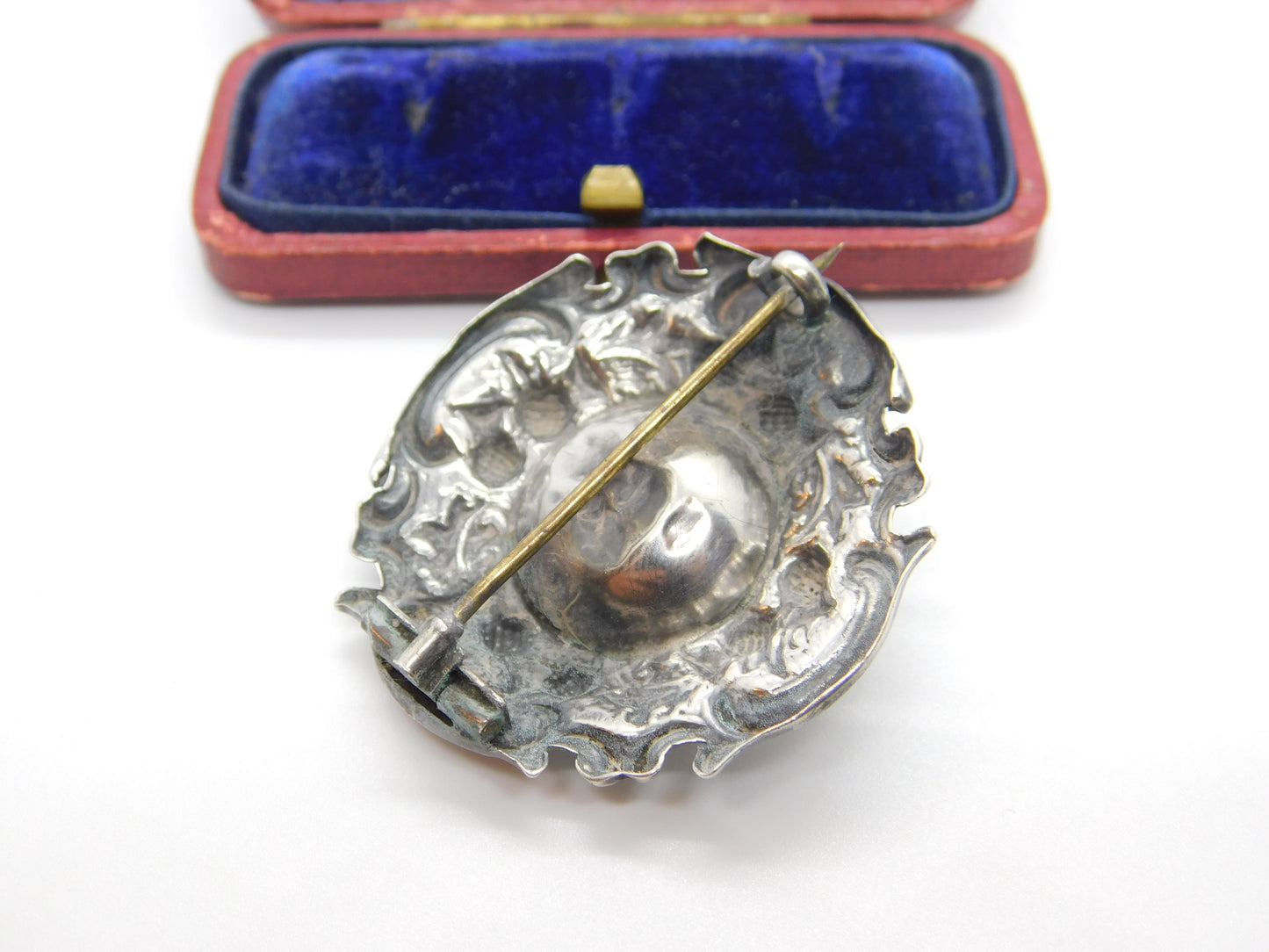 Victorian Scottish Sterling Silver Thistle Form Citrine Set Kilt Brooch Antique c1860