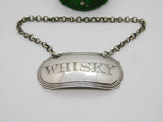 George III Sterling Silver Bright Cut Whisky Decanter Label c1790 Antique London