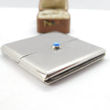 Silver Plated Cabochon Butterfly Wing Set Vesta Case c1920 Antique Art Deco