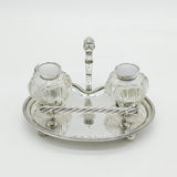 George III Sterling Silver Desk Stand & Cut Glass Ink Pots Antique 1812 London