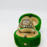 George III 9ct Rose Gold, Seed Pearl & Hair Set Mourning Ring Antique c1800