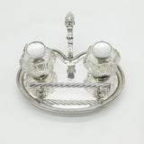 George III Sterling Silver Desk Stand & Cut Glass Ink Pots Antique 1812 London