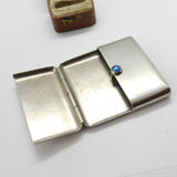 Silver Plated Cabochon Butterfly Wing Set Vesta Case c1920 Antique Art Deco