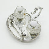 George III Sterling Silver Desk Stand & Cut Glass Ink Pots Antique 1812 London