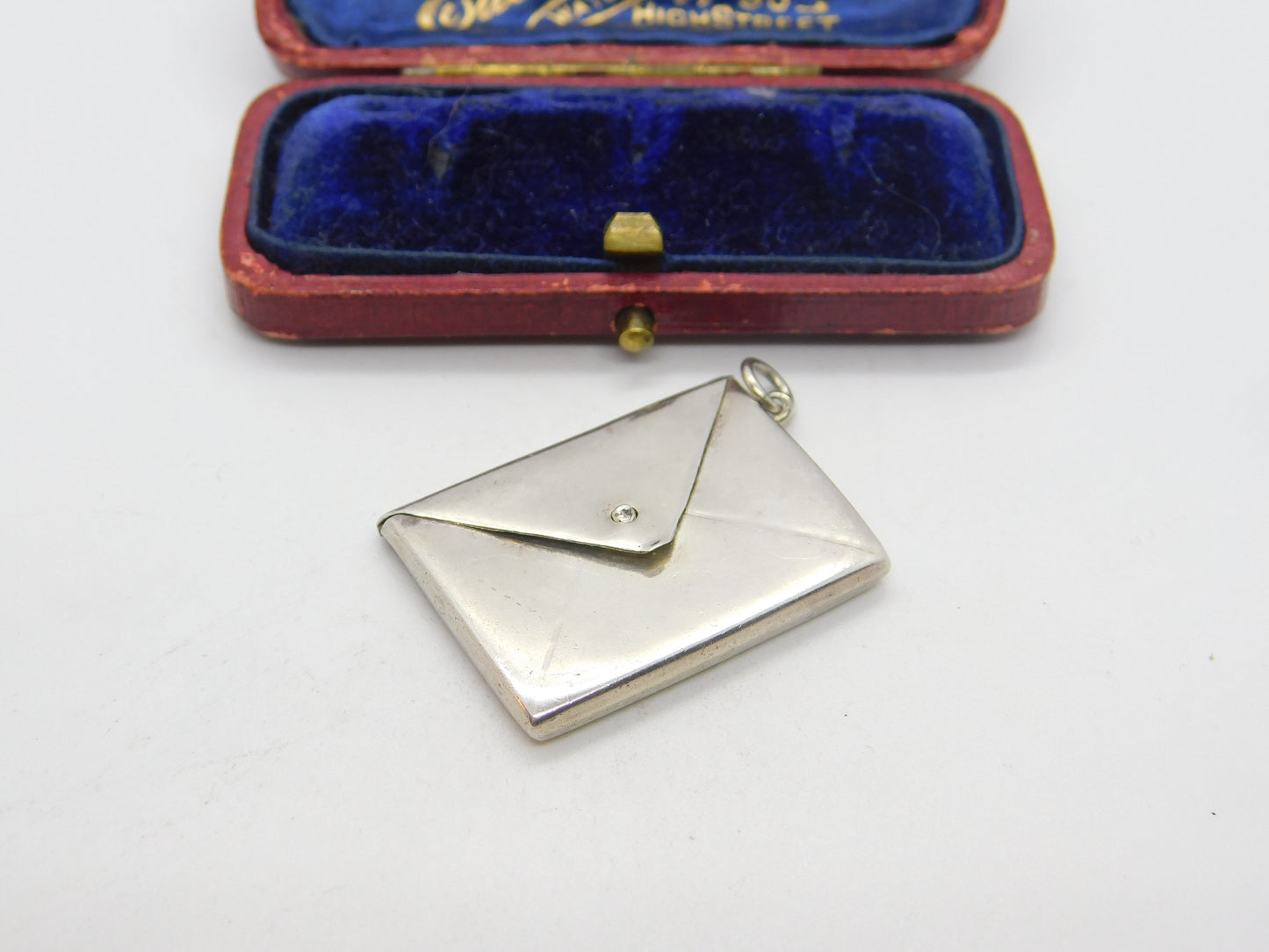 Edwardian Sterling Silver Envelope Stamp Case Fob Pendant 1903 Birmingham