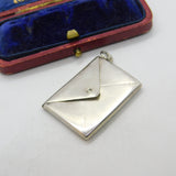 Edwardian Sterling Silver Envelope Stamp Case Fob Pendant 1903 Birmingham