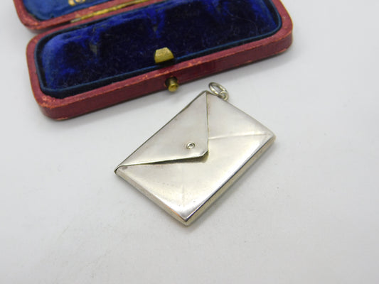 Edwardian Sterling Silver Envelope Stamp Case Fob Pendant 1903 Birmingham