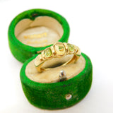 9ct Yellow Gold, Cabochon Cut Peridot & Citrine Band Ring Vintage 1997 London