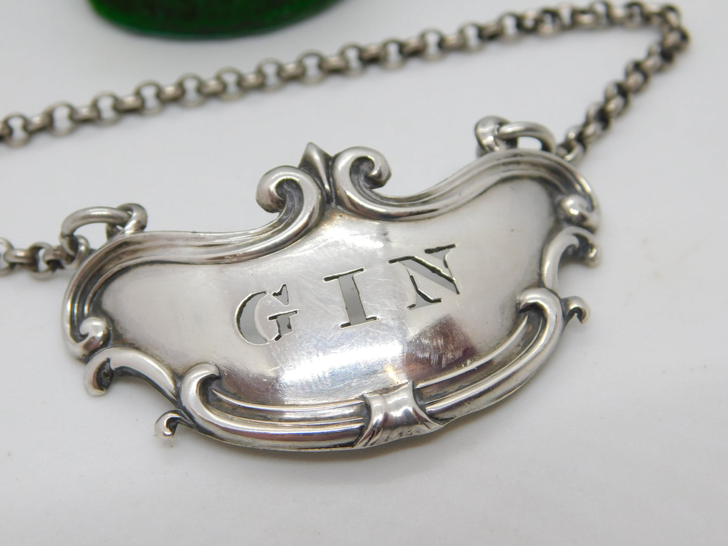 Victorian Early Pierced Sterling Silver Gin Decanter Label Antique 1843 London