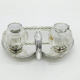George III Sterling Silver Desk Stand & Cut Glass Ink Pots Antique 1812 London