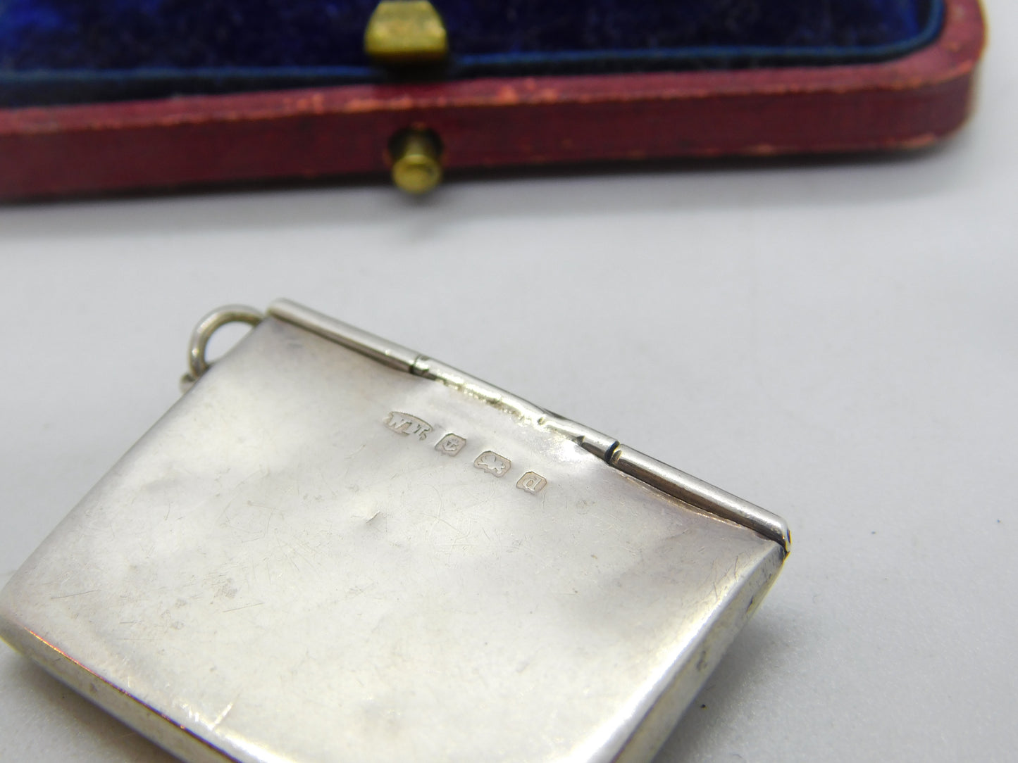 Edwardian Sterling Silver Envelope Stamp Case Fob Pendant 1903 Birmingham