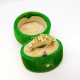 9ct Yellow Gold, Cabochon Cut Peridot & Citrine Band Ring Vintage 1997 London