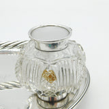 George III Sterling Silver Desk Stand & Cut Glass Ink Pots Antique 1812 London