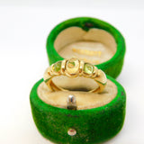 9ct Yellow Gold, Cabochon Cut Peridot & Citrine Band Ring Vintage 1997 London